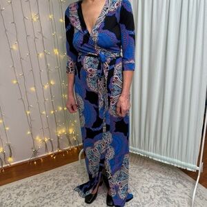 Rubber Ducky Productions Black and Blue Paisley wraparound dress